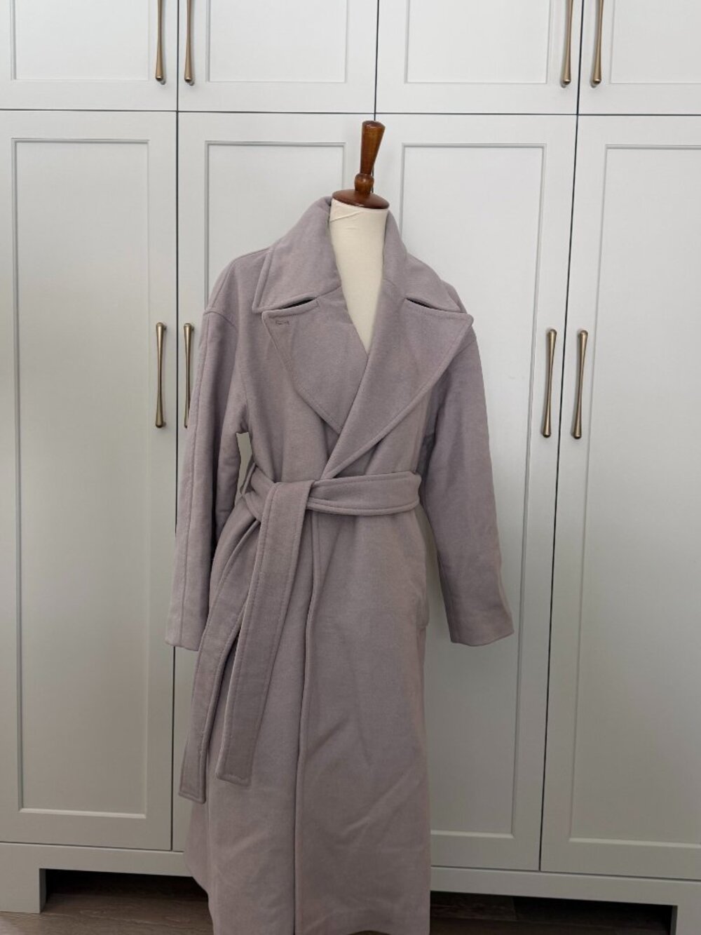 Club Monaco Tie Waist Wrap Coat Lavender Gray Size M